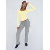 image:imageTrendy Queen Womens Long Sleeve Shirts Crop Tops Fall Fashion Solid Square Neck Going Out Basics Tees Y2k ClothesCreamy Yellow