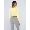 image:imageTrendy Queen Womens Long Sleeve Shirts Crop Tops Fall Fashion Solid Square Neck Going Out Basics Tees Y2k ClothesCreamy Yellow
