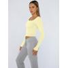 image:imageTrendy Queen Womens Long Sleeve Shirts Crop Tops Fall Fashion Solid Square Neck Going Out Basics Tees Y2k ClothesCreamy Yellow