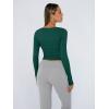 image:imageTrendy Queen Womens Long Sleeve Shirts Crop Tops Fall Fashion Solid Square Neck Going Out Basics Tees Y2k ClothesDark Green