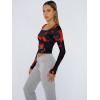 image:imageTrendy Queen Womens Long Sleeve Shirts Crop Tops Fall Fashion Solid Square Neck Going Out Basics Tees Y2k ClothesFlame