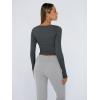 image:imageTrendy Queen Womens Long Sleeve Shirts Crop Tops Fall Fashion Solid Square Neck Going Out Basics Tees Y2k ClothesGray