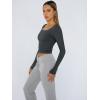 image:imageTrendy Queen Womens Long Sleeve Shirts Crop Tops Fall Fashion Solid Square Neck Going Out Basics Tees Y2k ClothesGray