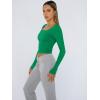 image:imageTrendy Queen Womens Long Sleeve Shirts Crop Tops Fall Fashion Solid Square Neck Going Out Basics Tees Y2k ClothesGreen