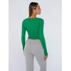 image:imageTrendy Queen Womens Long Sleeve Shirts Crop Tops Fall Fashion Solid Square Neck Going Out Basics Tees Y2k ClothesGreen