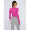 image:imageTrendy Queen Womens Long Sleeve Shirts Crop Tops Fall Fashion Solid Square Neck Going Out Basics Tees Y2k ClothesHot Pink