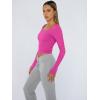 image:imageTrendy Queen Womens Long Sleeve Shirts Crop Tops Fall Fashion Solid Square Neck Going Out Basics Tees Y2k ClothesHot Pink