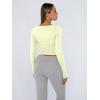 image:imageTrendy Queen Womens Long Sleeve Shirts Crop Tops Fall Fashion Solid Square Neck Going Out Basics Tees Y2k ClothesLemon Yellow