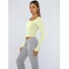 image:imageTrendy Queen Womens Long Sleeve Shirts Crop Tops Fall Fashion Solid Square Neck Going Out Basics Tees Y2k ClothesLemon Yellow