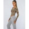 image:imageTrendy Queen Womens Long Sleeve Shirts Crop Tops Fall Fashion Solid Square Neck Going Out Basics Tees Y2k ClothesLeopard