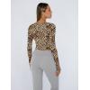 image:imageTrendy Queen Womens Long Sleeve Shirts Crop Tops Fall Fashion Solid Square Neck Going Out Basics Tees Y2k ClothesLeopard