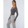 image:imageTrendy Queen Womens Long Sleeve Shirts Crop Tops Fall Fashion Solid Square Neck Going Out Basics Tees Y2k ClothesLight Gray
