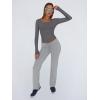 image:imageTrendy Queen Womens Long Sleeve Shirts Crop Tops Fall Fashion Solid Square Neck Going Out Basics Tees Y2k ClothesLight Gray