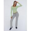 image:imageTrendy Queen Womens Long Sleeve Shirts Crop Tops Fall Fashion Solid Square Neck Going Out Basics Tees Y2k ClothesLight Green