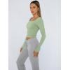 image:imageTrendy Queen Womens Long Sleeve Shirts Crop Tops Fall Fashion Solid Square Neck Going Out Basics Tees Y2k ClothesLight Green