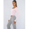 image:imageTrendy Queen Womens Long Sleeve Shirts Crop Tops Fall Fashion Solid Square Neck Going Out Basics Tees Y2k ClothesLight Pink