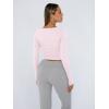 image:imageTrendy Queen Womens Long Sleeve Shirts Crop Tops Fall Fashion Solid Square Neck Going Out Basics Tees Y2k ClothesLight Pink