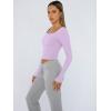 image:imageTrendy Queen Womens Long Sleeve Shirts Crop Tops Fall Fashion Solid Square Neck Going Out Basics Tees Y2k ClothesLight Purple