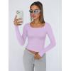 image:imageTrendy Queen Womens Long Sleeve Shirts Crop Tops Fall Fashion Solid Square Neck Going Out Basics Tees Y2k ClothesLight Purple