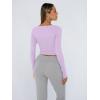 image:imageTrendy Queen Womens Long Sleeve Shirts Crop Tops Fall Fashion Solid Square Neck Going Out Basics Tees Y2k ClothesLight Purple