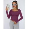 image:imageTrendy Queen Womens Long Sleeve Shirts Crop Tops Fall Fashion Solid Square Neck Going Out Basics Tees Y2k ClothesMulberry
