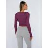 image:imageTrendy Queen Womens Long Sleeve Shirts Crop Tops Fall Fashion Solid Square Neck Going Out Basics Tees Y2k ClothesMulberry