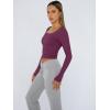 image:imageTrendy Queen Womens Long Sleeve Shirts Crop Tops Fall Fashion Solid Square Neck Going Out Basics Tees Y2k ClothesMulberry