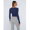 image:imageTrendy Queen Womens Long Sleeve Shirts Crop Tops Fall Fashion Solid Square Neck Going Out Basics Tees Y2k ClothesNavy Blue