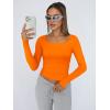 image:imageTrendy Queen Womens Long Sleeve Shirts Crop Tops Fall Fashion Solid Square Neck Going Out Basics Tees Y2k ClothesOrange