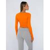 image:imageTrendy Queen Womens Long Sleeve Shirts Crop Tops Fall Fashion Solid Square Neck Going Out Basics Tees Y2k ClothesOrange