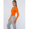 image:imageTrendy Queen Womens Long Sleeve Shirts Crop Tops Fall Fashion Solid Square Neck Going Out Basics Tees Y2k ClothesOrange
