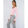 image:imageTrendy Queen Womens Long Sleeve Shirts Crop Tops Fall Fashion Solid Square Neck Going Out Basics Tees Y2k ClothesPink