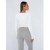 image:imageTrendy Queen Womens Long Sleeve Shirts Crop Tops Fall Fashion Solid Square Neck Going Out Basics Tees Y2k ClothesPink Flower