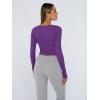 image:imageTrendy Queen Womens Long Sleeve Shirts Crop Tops Fall Fashion Solid Square Neck Going Out Basics Tees Y2k ClothesPurple