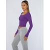image:imageTrendy Queen Womens Long Sleeve Shirts Crop Tops Fall Fashion Solid Square Neck Going Out Basics Tees Y2k ClothesPurple