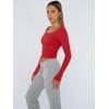 image:imageTrendy Queen Womens Long Sleeve Shirts Crop Tops Fall Fashion Solid Square Neck Going Out Basics Tees Y2k ClothesRed