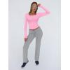 image:imageTrendy Queen Womens Long Sleeve Shirts Crop Tops Fall Fashion Solid Square Neck Going Out Basics Tees Y2k ClothesRose Pink