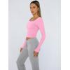 image:imageTrendy Queen Womens Long Sleeve Shirts Crop Tops Fall Fashion Solid Square Neck Going Out Basics Tees Y2k ClothesRose Pink