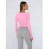 image:imageTrendy Queen Womens Long Sleeve Shirts Crop Tops Fall Fashion Solid Square Neck Going Out Basics Tees Y2k ClothesRose Pink