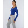 image:imageTrendy Queen Womens Long Sleeve Shirts Crop Tops Fall Fashion Solid Square Neck Going Out Basics Tees Y2k ClothesRoyal Blue