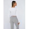 image:imageTrendy Queen Womens Long Sleeve Shirts Crop Tops Fall Fashion Solid Square Neck Going Out Basics Tees Y2k ClothesWhite