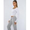 image:imageTrendy Queen Womens Long Sleeve Shirts Crop Tops Fall Fashion Solid Square Neck Going Out Basics Tees Y2k ClothesWhite