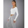 image:imageTrendy Queen Womens Long Sleeve Shirts Crop Tops Fall Fashion Solid Square Neck Going Out Basics Tees Y2k ClothesWhite