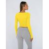 image:imageTrendy Queen Womens Long Sleeve Shirts Crop Tops Fall Fashion Solid Square Neck Going Out Basics Tees Y2k ClothesYellow