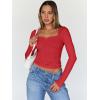 image:imageTrendy Queen Womens Long Sleeve Tops Going Out Top Trendy Cute Shirt Y2k Clothes Fashion Clothing Fall Outfits 2026Red