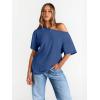 image:imageTrendy Queen Womens Off The Shoulder Tops Oversized TShirts Short Sleeve Tees Summer 2026 Casual Spring Fashion ClothesBlue