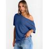 image:imageTrendy Queen Womens Off The Shoulder Tops Oversized TShirts Short Sleeve Tees Summer 2026 Casual Spring Fashion ClothesBlue
