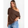 image:imageTrendy Queen Womens Off The Shoulder Tops Oversized TShirts Short Sleeve Tees Summer 2026 Casual Spring Fashion ClothesChocolate Brown
