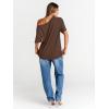 image:imageTrendy Queen Womens Off The Shoulder Tops Oversized TShirts Short Sleeve Tees Summer 2026 Casual Spring Fashion ClothesChocolate Brown
