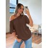 image:imageTrendy Queen Womens Off The Shoulder Tops Oversized TShirts Short Sleeve Tees Summer 2026 Casual Spring Fashion ClothesChocolate Brown
